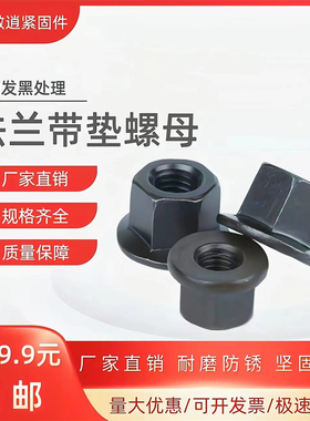 高强度法兰带垫螺帽带垫螺母压板配件T型丝用法兰加厚螺母M8-M36