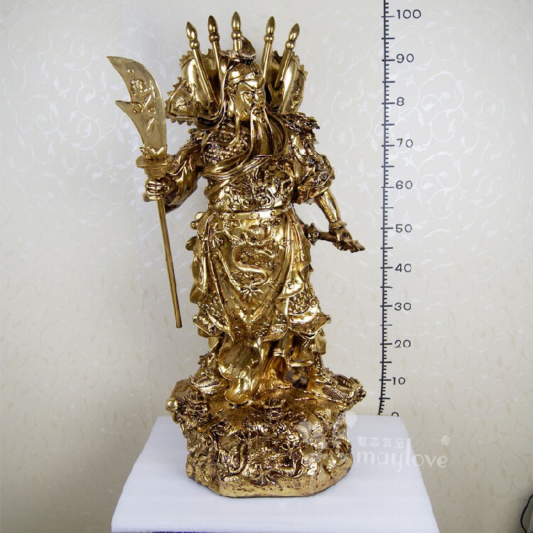 树脂贴金箔关公摆件 客厅镇宅风水装饰摆件