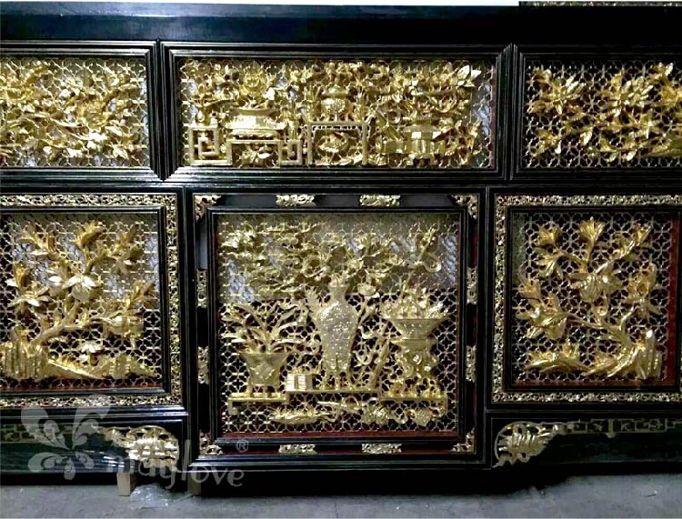 神庵香台神台贴金工程上门施工  黑漆审案桌面摆件贴金工艺品