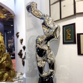 雕塑厂定制纯手工太湖石假山不锈钢雕塑纳米喷镀摆件装 专卖店创意