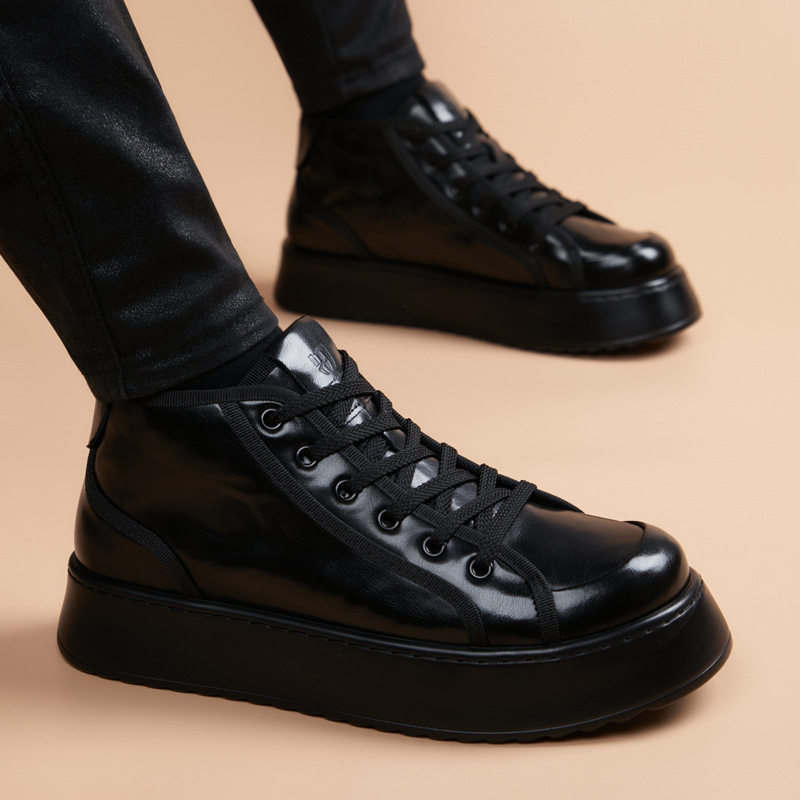 冬季皮鞋男真皮加绒棉鞋高帮鞋子英伦风皮靴休闲百搭内增高男靴子,流行男鞋,正装皮鞋,淘宝优惠券,粉丝福利购,淘宝优惠卷