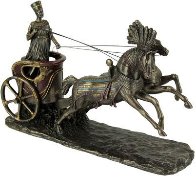 进口Nefertiti埃及王后驾马车雕像