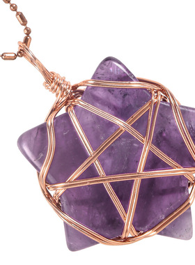 创意手工绕线六芒星包边天然水晶五角星吊坠水晶五角星工艺品吊坠