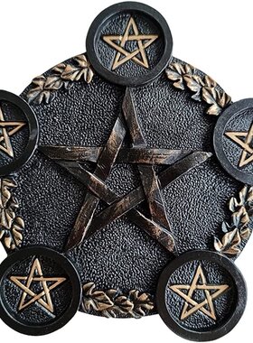 进口五芒星树脂烛台黑金色个性烛台装饰烛台居家摆件棕色烛台