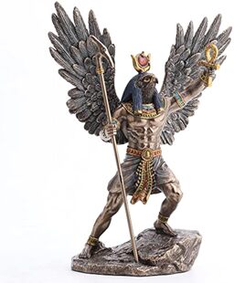 进口26厘米埃及太阳神Ra聚石雕像青铜饰面