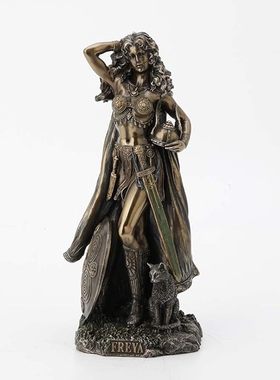 北欧女弗蕾亚FREYA古铜树脂北欧神话弗蕾亚女神雕像 爱与美与力量