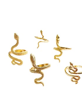 欧美新款蛇形戒指 ins潮流复古合金电镀工艺手工制作环网红气质