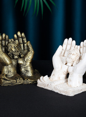 创意西方保护手祷告摆件树脂工艺品立体家居装饰