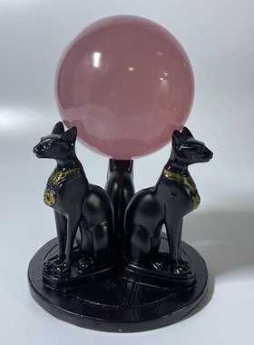 水晶球底座摆件树脂法师猫球型置物架球型底座创意办公家居摆件