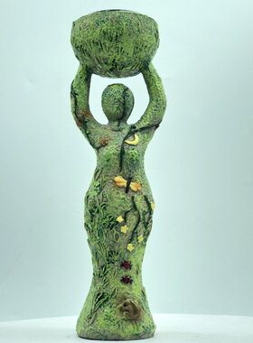 手托祭坛女神雕像烛台摆件客厅卧室茶灯摆饰欧式艺术树脂工艺品