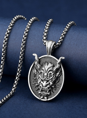 日本般若面具吊坠鬼怪面具男士嘻哈项链ins跨境热销