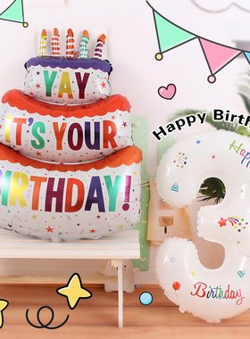 32寸ins网红生日数字气球男女宝宝生日装饰场景布置拍照铝膜汽球