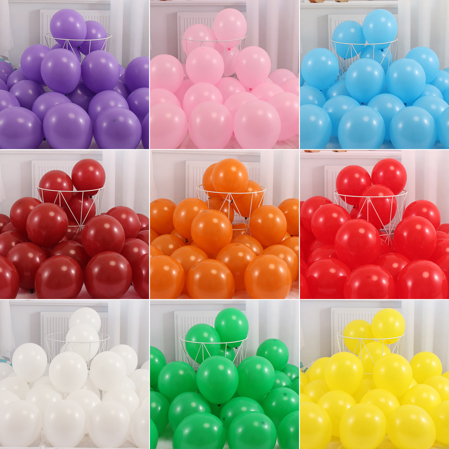 10寸加厚新年元旦气球布置场景装饰开业结婚生日拱门红色彩色汽球