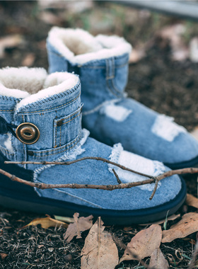 澳洲代购正品SHEARERS雪地靴女牛仔靴一粒铜扣短靴