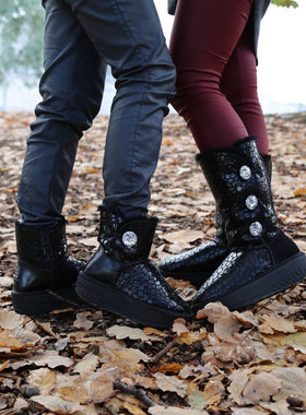 代购澳洲正品SHEARERS雪地靴女靴冬季保暖靴水晶扣黑色防水靴