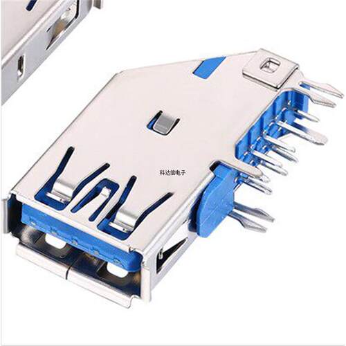 USB3.0 侧插 蓝胶 A型母座9P 侧面立式 直插连接器插座 百倍传输