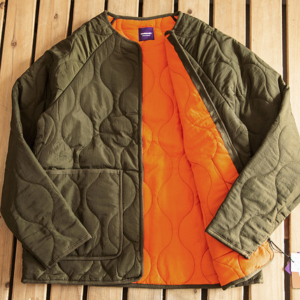 日系潮流夹棉夹克男士轻薄无领内胆宽松棉衣百搭工装棉服打底外套