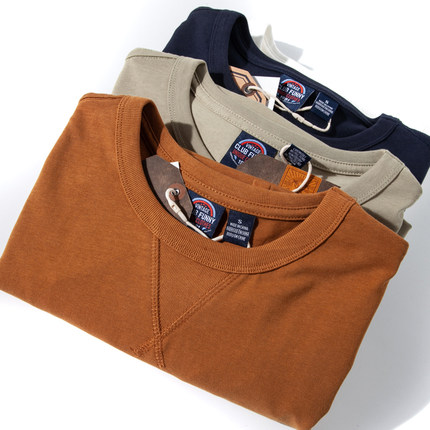 短袖t恤男纯白打底水洗纯棉 美式复古重磅纯色袖子卷边体恤男夏季