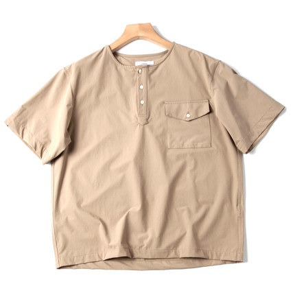 机能短袖山系户外薄款透气半开领青少年速干工装衬衫宽松休闲T恤