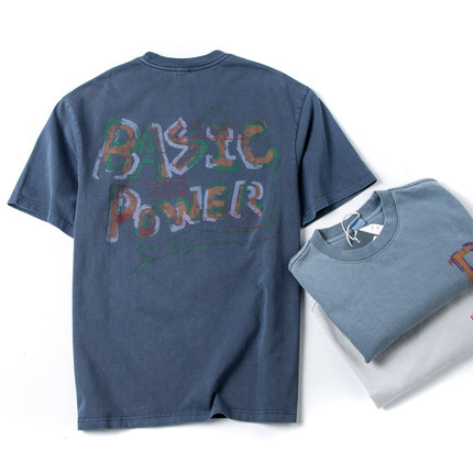 男士T恤美式复古日系短袖上衣潮流户外纯棉汗衫宽松圆领半袖体恤