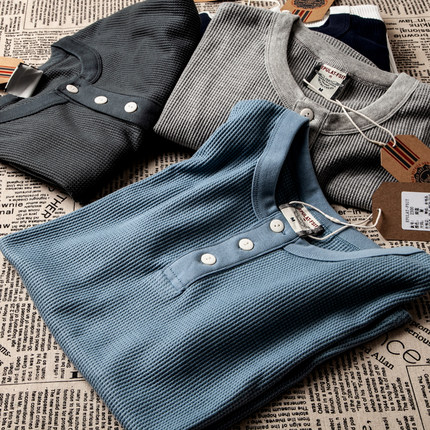 阿美咔叽美式复古日系亨利领短袖t恤男式宽松夏季休闲体恤打底衫