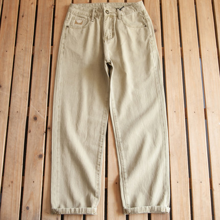 水洗纯棉牛仔裤男2024春季新款户外休闲长裤美式复古小直筒宽松裤