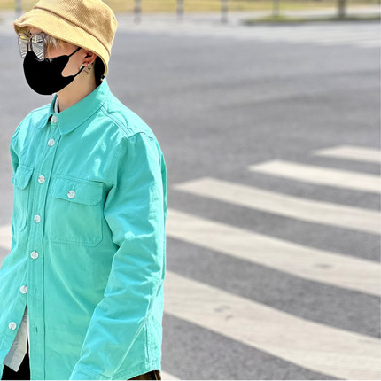 青少年学院风衬衣男日系复古宽松长袖休闲外穿cityboy男友风衬衫