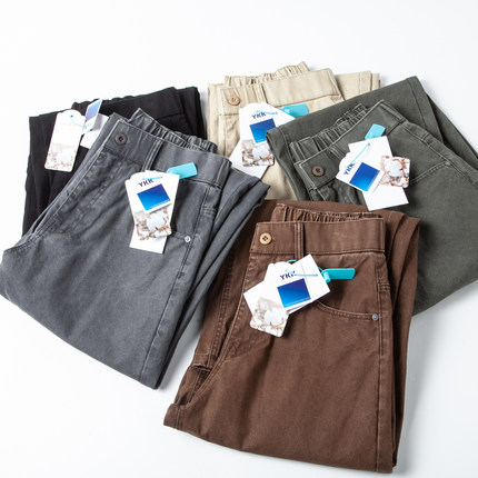 美式风弯刀裤男重磅复古水洗棉痞帅阔腿裤宽松直筒休闲工装长裤子