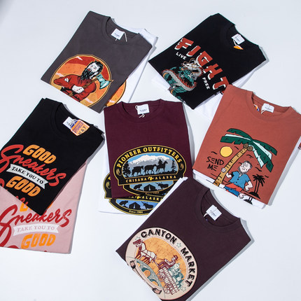 慵懒上衣重磅水洗秋季男士纯棉时尚圆领潮流复古穿搭休闲短袖T恤