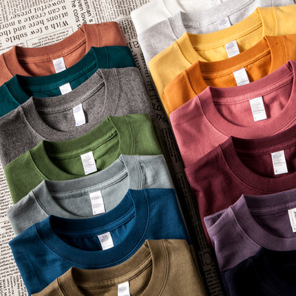 270g美式重磅山系T恤 莫兰迪色系圆领短袖 阿美咔叽纯色男款TEE夏