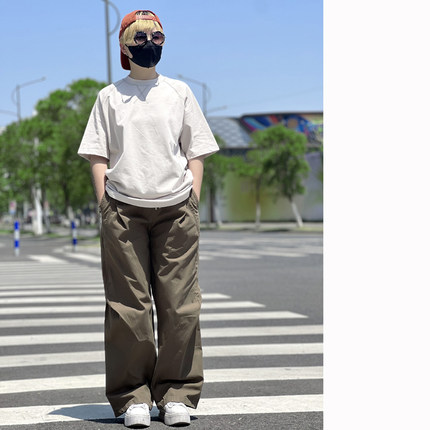 伞兵男裤日系复古宽松直筒双褶皱纯棉阔版工装长裤街头显瘦休闲裤