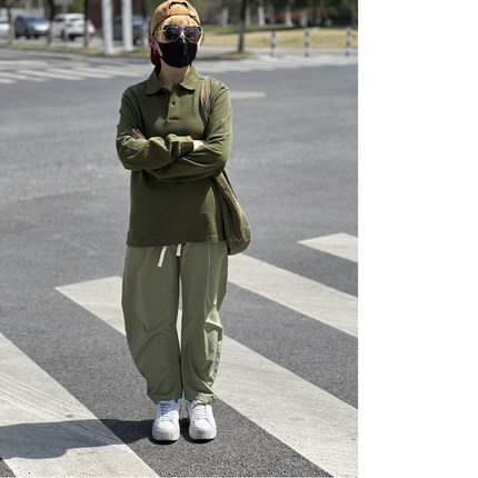 爸爸长袖上衣翻领宽松T恤阿美咔叽美式复古休闲纯棉中老年polo衫