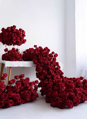 婚庆仿真桌花交车仪式拖尾仿真花装饰瀑布花生日桌摆花拍照长条花