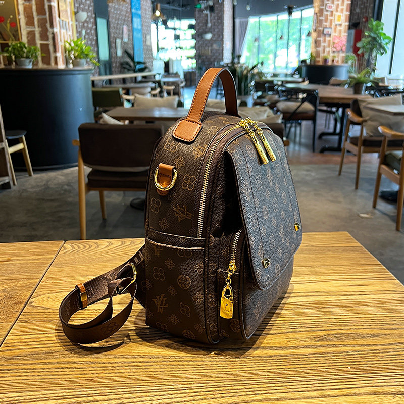 LEATHER BACKPACK WOMENS 2024 NEW FASHION LARGE-CAPACITY SCHOOL BAG PREMIUM SENSE HANDBAG SHOULDER BAG TRAVEL WOMENS BACKPACK