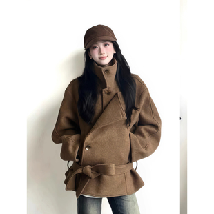 韩系呢子大衣女2025秋新款毛呢外套小个子赫本风高级感正流行短款