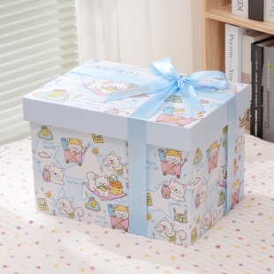 2026新年礼物盒大号蓝色小狗礼盒空盒子包装盒装礼物礼品盒纸箱子