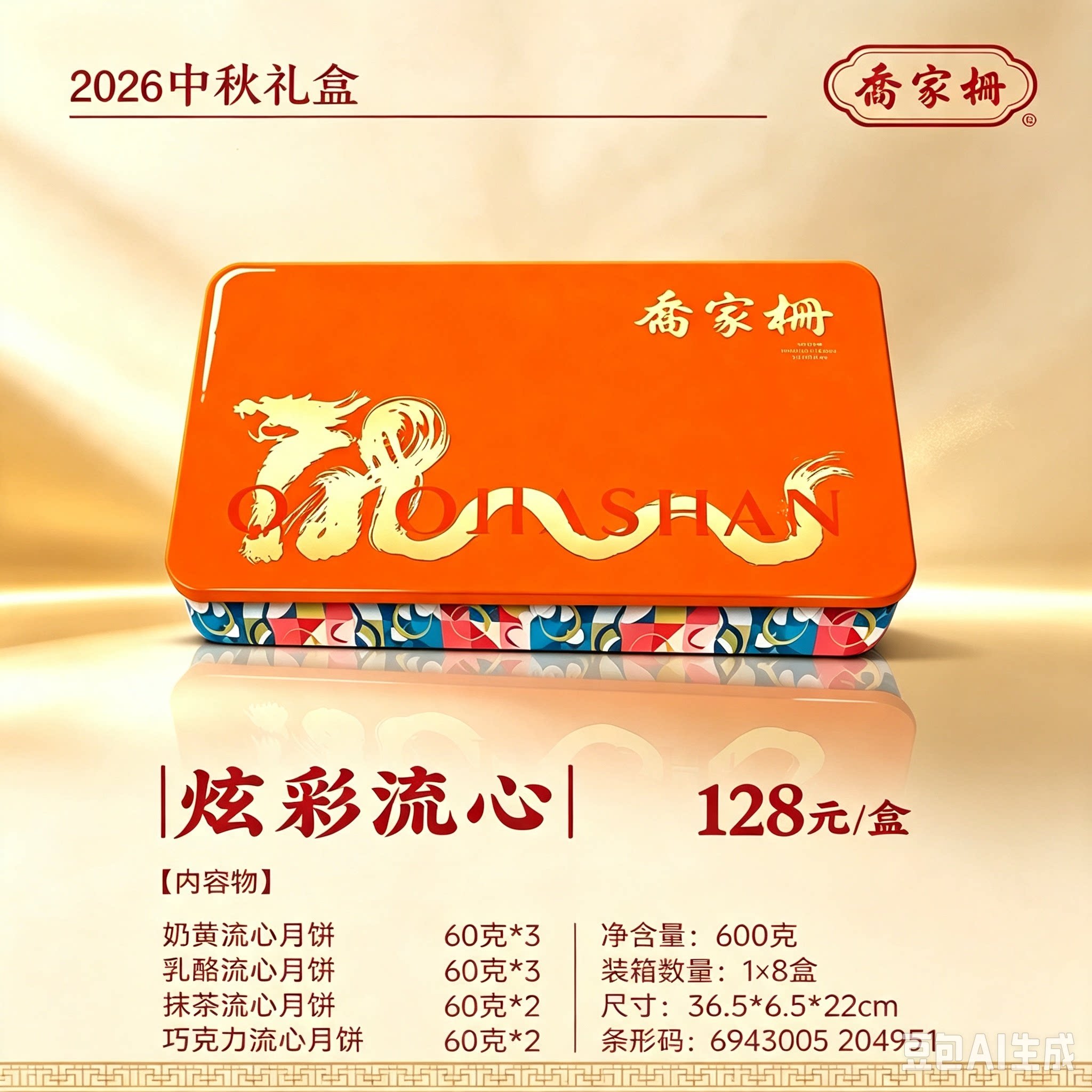 乔家栅月饼流心新款铁盒大气送礼