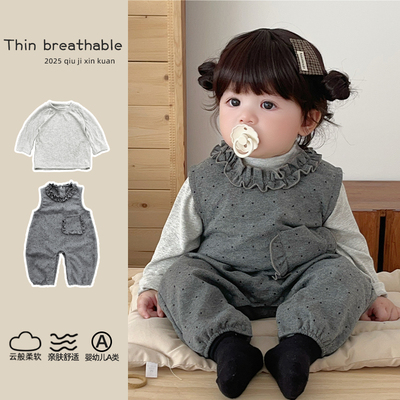 女宝宝秋季套装韩版婴儿秋装衣服婴幼儿背带裤女童外出服洋气童装