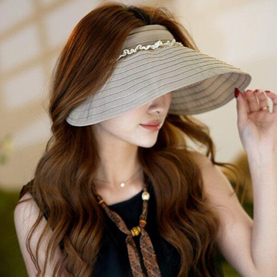 夏季UPF50+空顶蕾丝可折叠遮阳帽