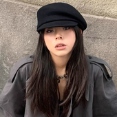 fever同款 英伦风黑色小众贝雷帽子女秋冬显脸小羊毡帽毛呢画家帽