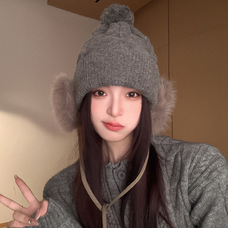 韩版毛绒球球绑带针织雷锋帽子女冬季保暖防寒护耳帽显脸小毛线帽,服饰配件/皮带/帽子/围巾,帽子,淘宝优惠券,粉丝福利购,淘宝优惠卷