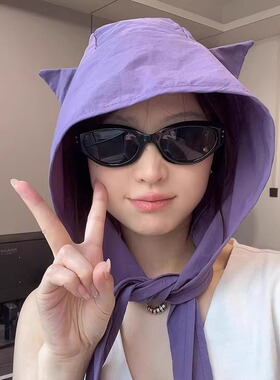 日系小恶魔速干绑带遮阳防晒帽子女夏季薄款巴拉克拉法帽大头围潮