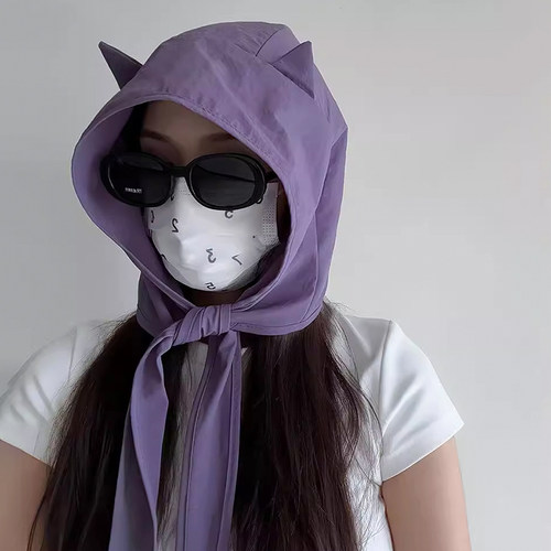 小恶魔绑带速干防晒遮阳帽子可爱