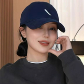 2025设计师款 斜杠刺绣棒球帽子女韩版 大头围宽檐加深加大鸭舌帽潮
