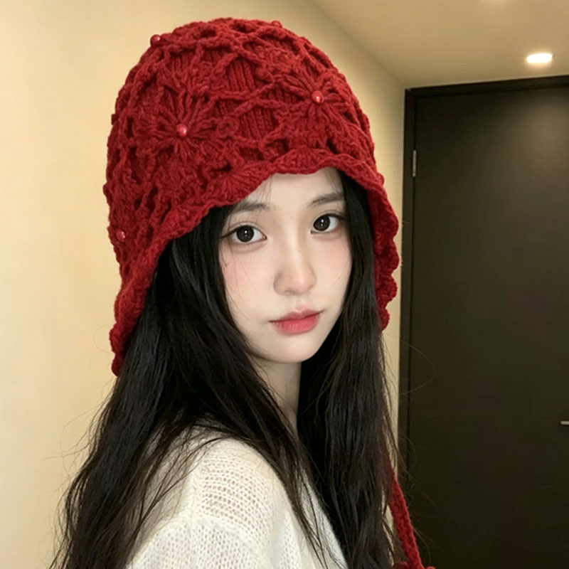 秋季女款显脸小大头围针织毛线帽