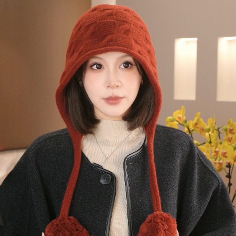 秋冬季氛围感毛球针织毛线帽子女
