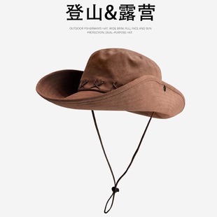 美式复古西部牛仔帽子女夏季户外登山帽川西旅游遮阳帽男士防晒帽