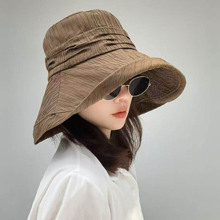 日系山本风复古大帽檐渔夫帽春夏户外显脸小遮阳帽宽檐防晒帽子女