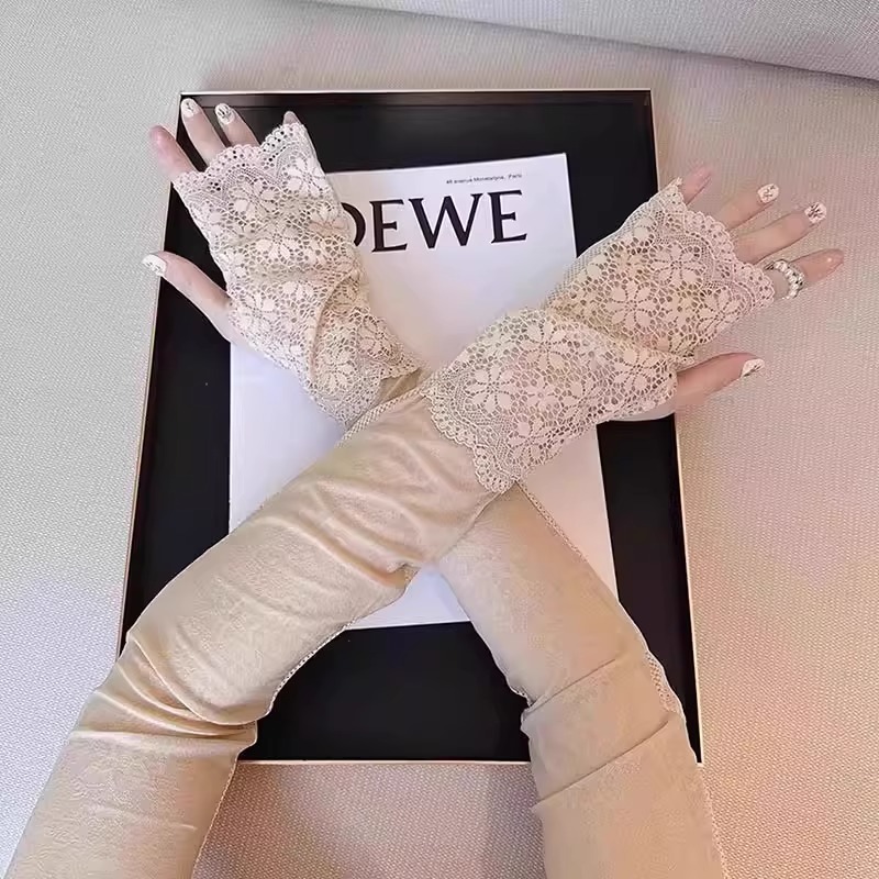 夏季蕾丝冰袖防晒袖套骑行遮阳