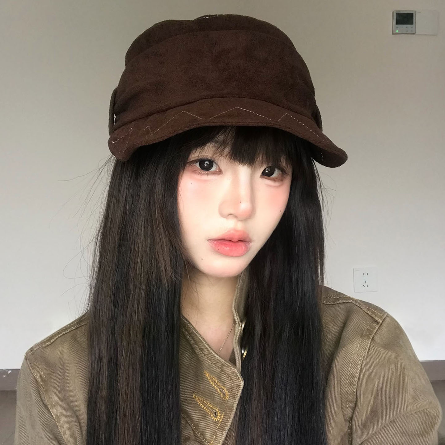 日系原宿风显脸小马术贝雷帽女